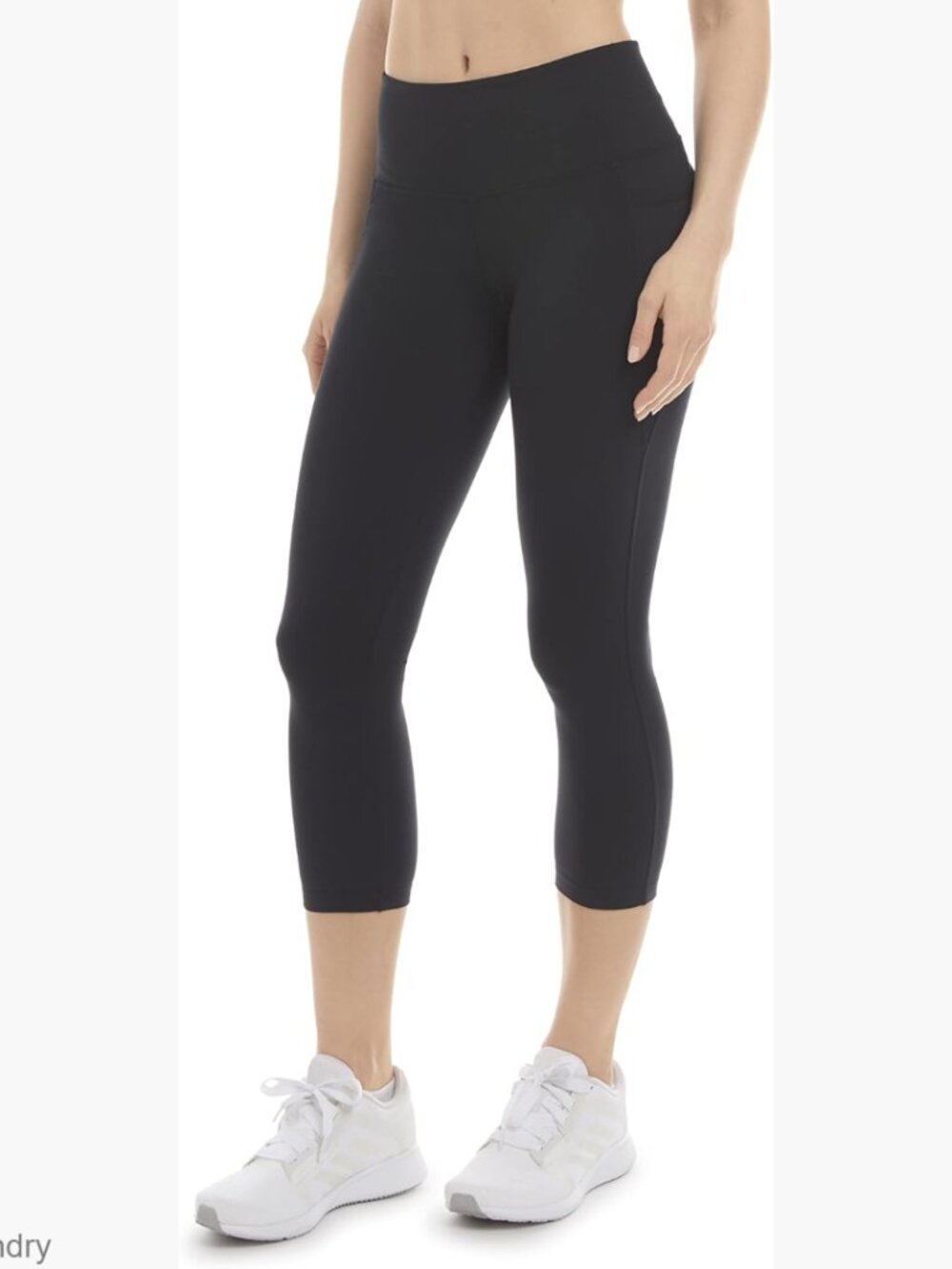 High Rise Compression Capri Leggings with Pockets, Polyester Spandex